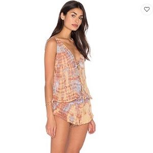 Tiare Hawaii neutral tie-dye romper from Revolve